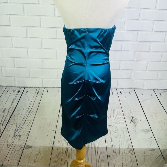 Jump Apparel by Wendye Chaitin Teal Satin Rhinestone Strapless Dress - 11/12 - Picture 4 of 16